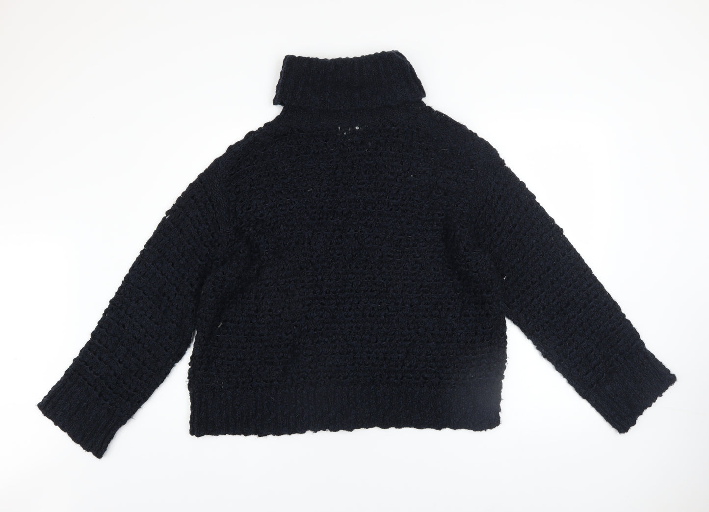 Marks and Spencer Per Una Women's Black Roll Neck Chunky Knit Jumper L