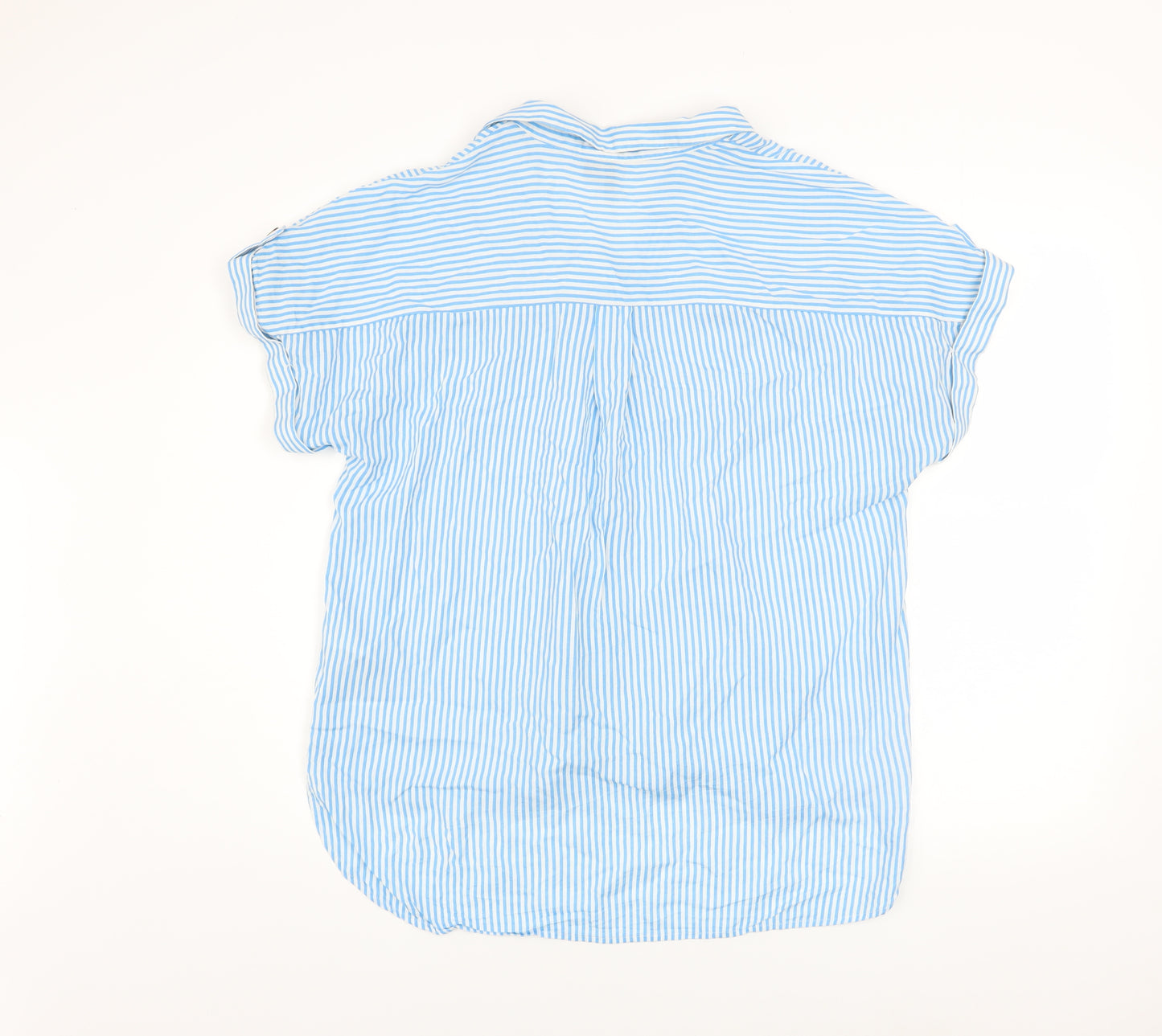 Vero Moda Women’s Blue Striped Button-Up Short Sleeve Shirt Size L