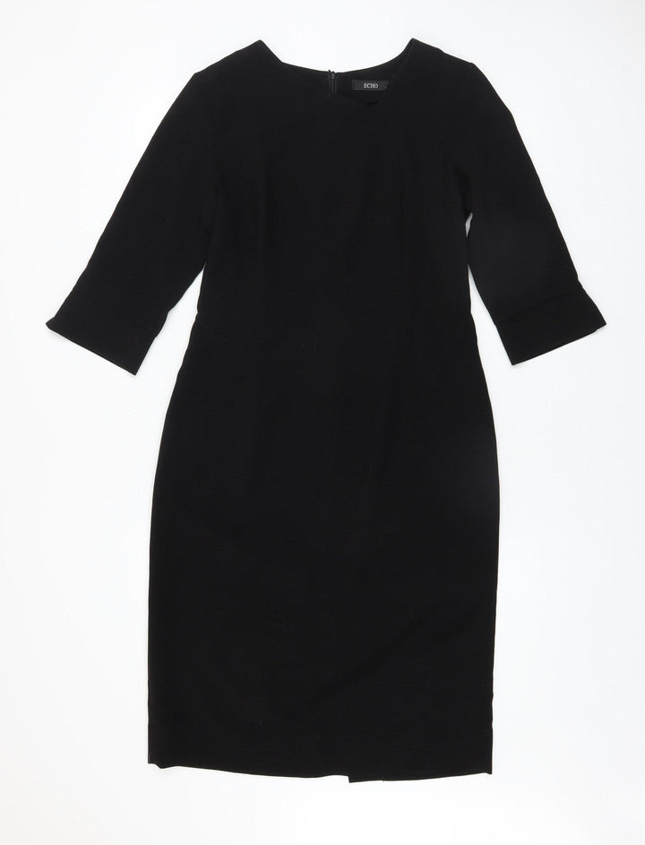 ECHO Women's Black Knee Length Sheath Dress Size 12