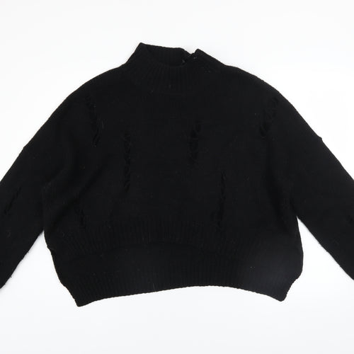 French Connection Women's Black Mock Neck Chunky Knit Jumper XS