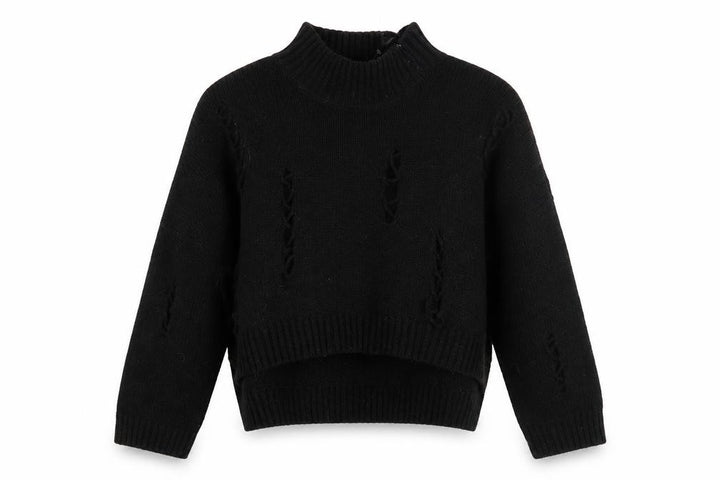 French Connection Women's Black Mock Neck Chunky Knit Jumper XS