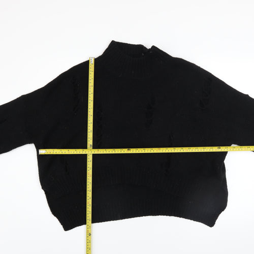 French Connection Women's Black Mock Neck Chunky Knit Jumper XS