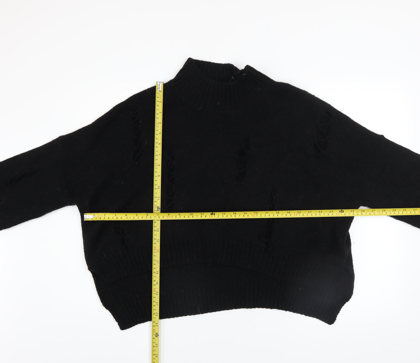 French Connection Women's Black Mock Neck Chunky Knit Jumper XS