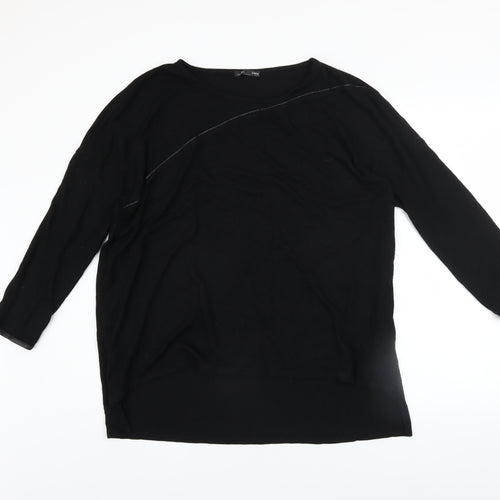 Zara Women’s Black Knit Pullover Jumper Size M 3/4 Sleeve