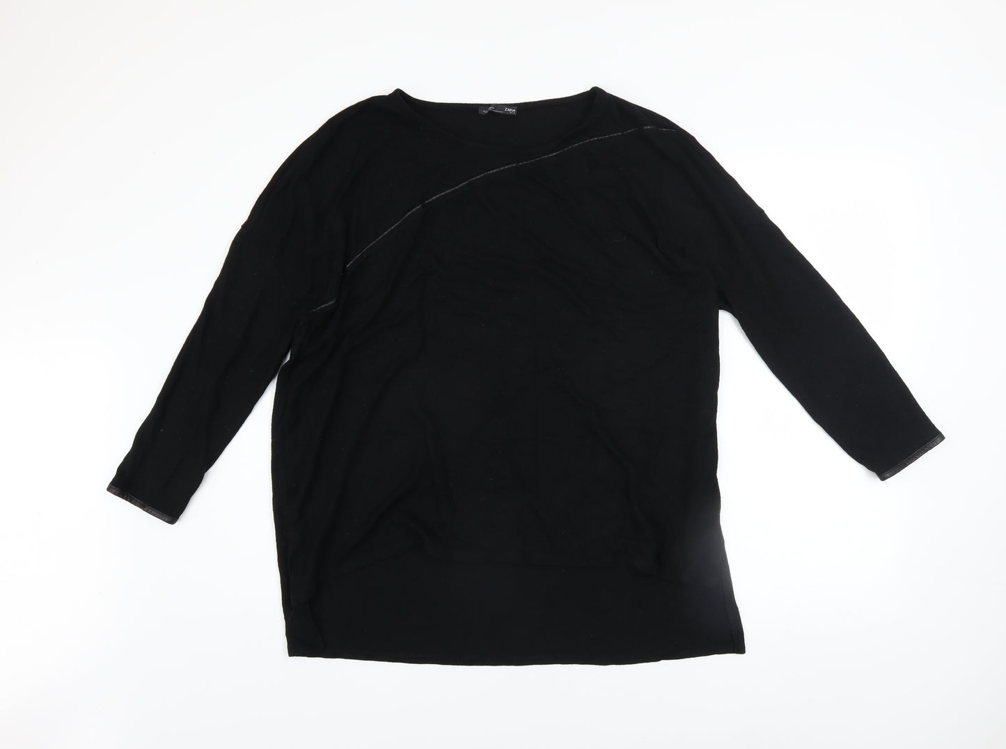 Zara Women’s Black Knit Pullover Jumper Size M 3/4 Sleeve