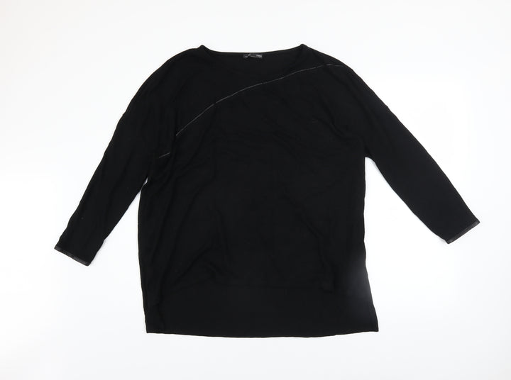 Zara Women’s Black Knit Pullover Jumper Size M 3/4 Sleeve