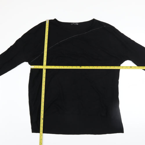 Zara Women’s Black Knit Pullover Jumper Size M 3/4 Sleeve
