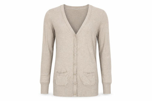 Front view of Zara Men Beige Cotton Knit Cardigan S Regular Fit Long Sleeve