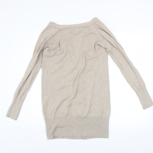 Zara Men Beige Cotton Knit Cardigan S Regular Fit Long Sleeve