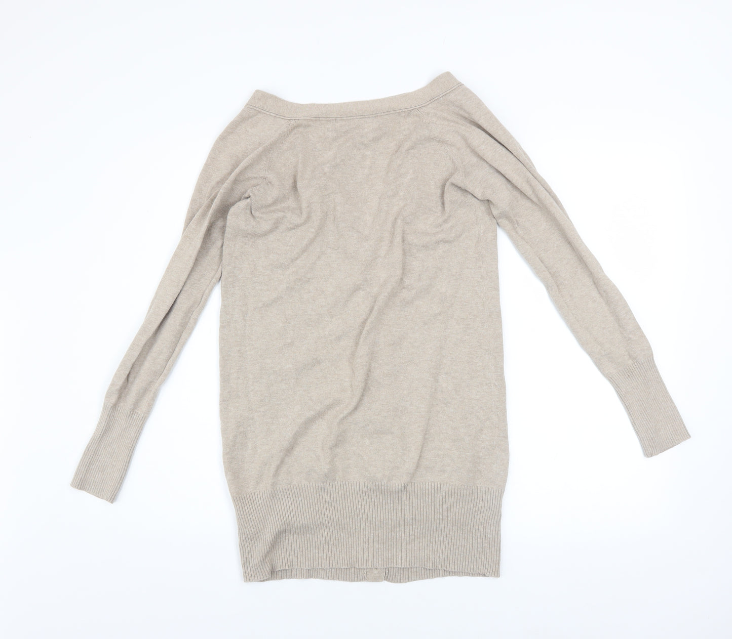 Zara Men Beige Cotton Knit Cardigan S Regular Fit Long Sleeve