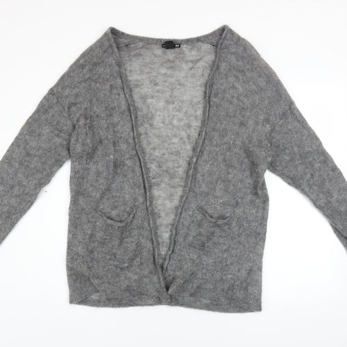 H&M Women’s Grey Mohair Blend Open Knit Long Sleeve Cardigan M