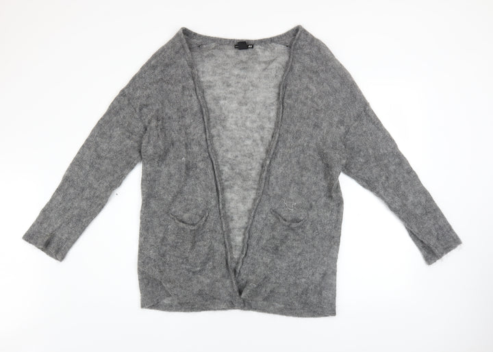 H&M Women’s Grey Mohair Blend Open Knit Long Sleeve Cardigan M