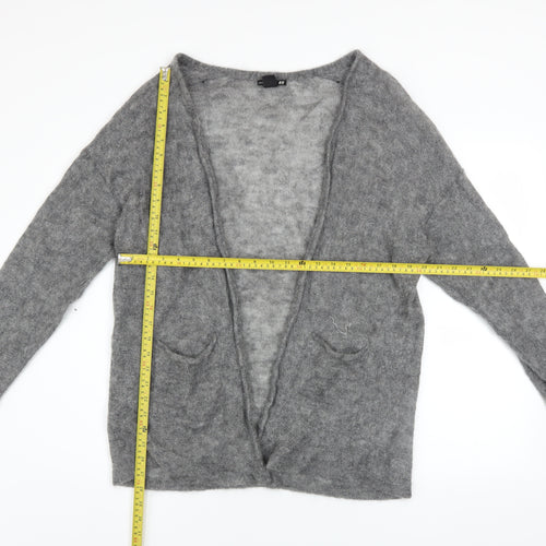 H&M Women’s Grey Mohair Blend Open Knit Long Sleeve Cardigan M