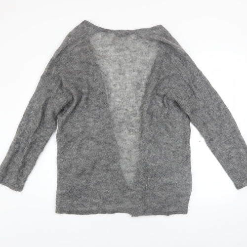 H&M Women’s Grey Mohair Blend Open Knit Long Sleeve Cardigan M