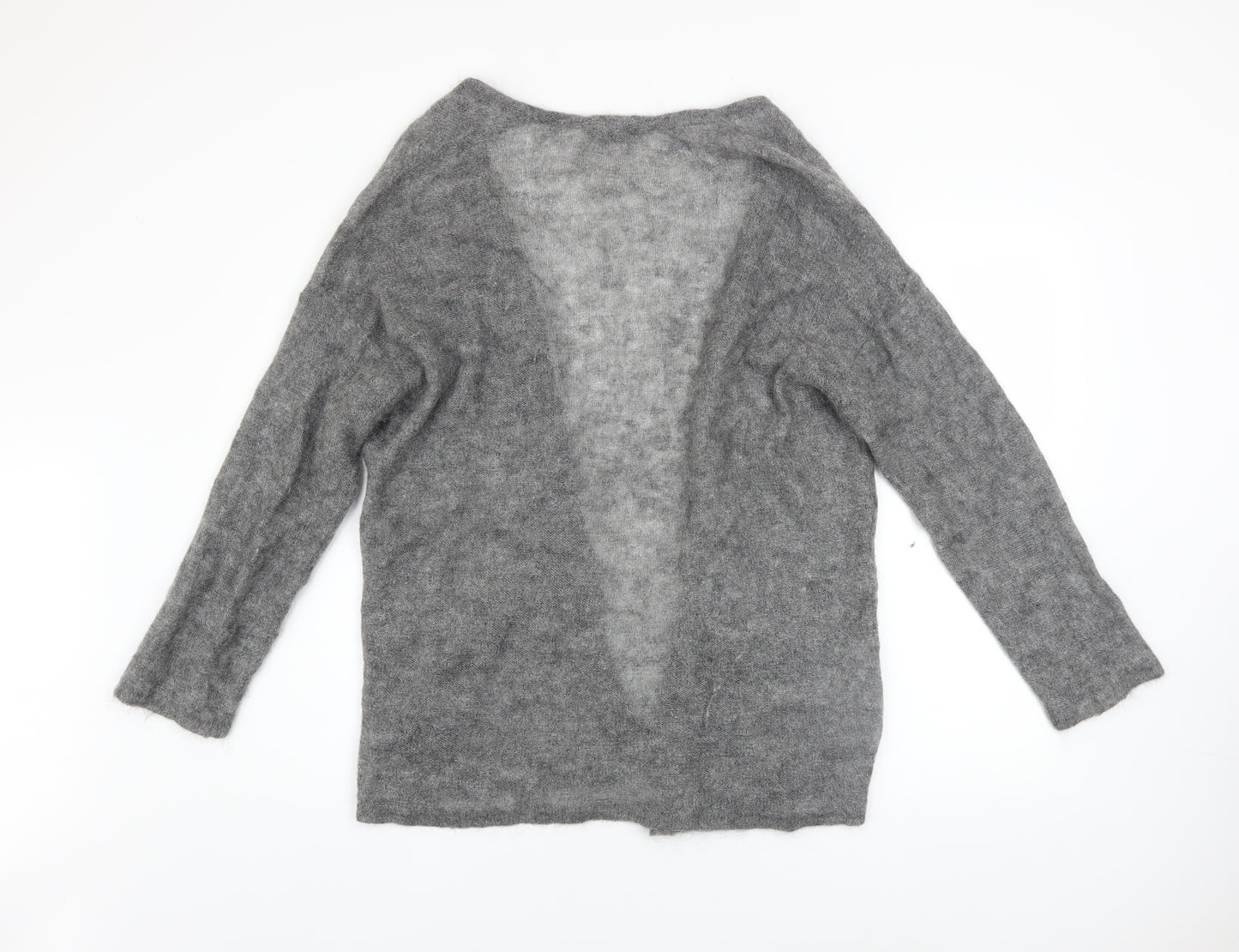 H&M Women’s Grey Mohair Blend Open Knit Long Sleeve Cardigan M