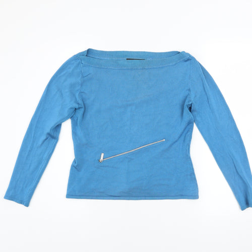 Karen Millen Women Blue Boat Neck Knit Jumper Size 12