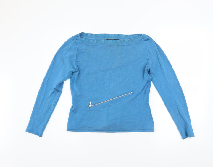 Karen Millen Women Blue Boat Neck Knit Jumper Size 12
