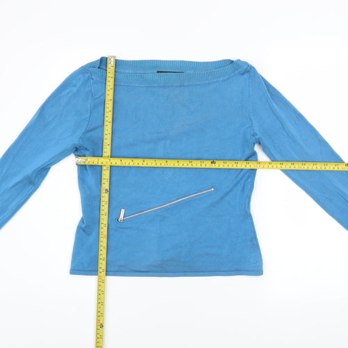 Karen Millen Women Blue Boat Neck Knit Jumper Size 12