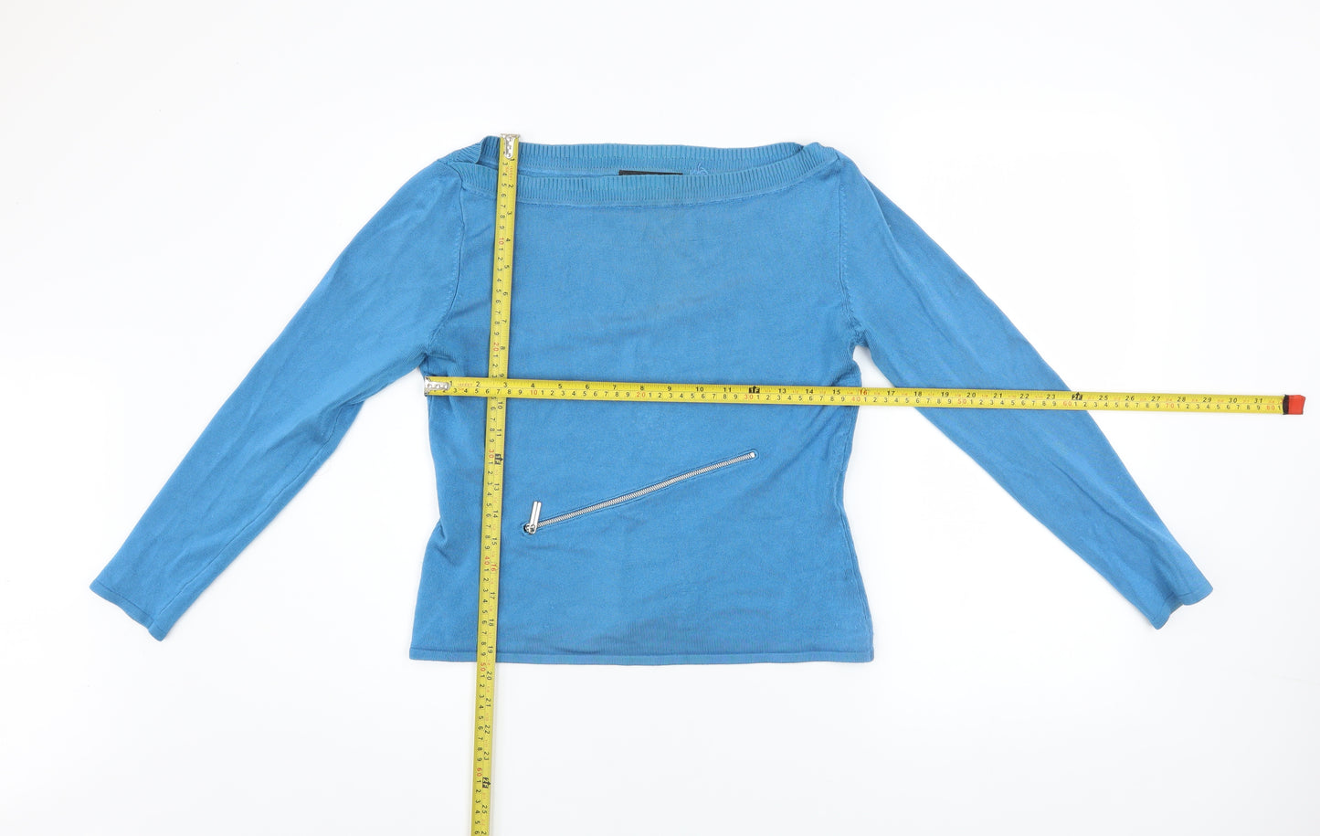Karen Millen Women Blue Boat Neck Knit Jumper Size 12