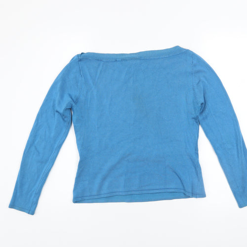 Karen Millen Women Blue Boat Neck Knit Jumper Size 12