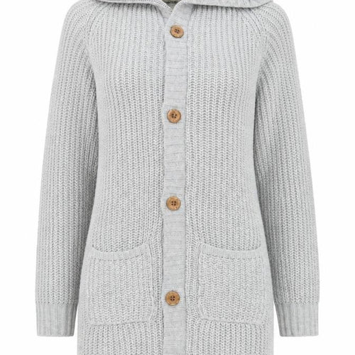 SoulCal & Co Womens Grey Hooded Lined Knit Coatigan Size 8