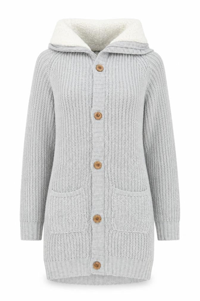 SoulCal & Co Womens Grey Hooded Lined Knit Coatigan Size 8