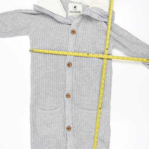 SoulCal & Co Womens Grey Hooded Lined Knit Coatigan Size 8
