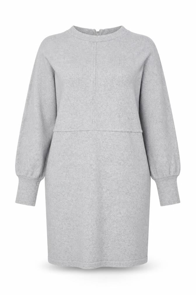 Next Women Grey Shift Knit Dress Size 20 Long Sleeve Zip Detail
