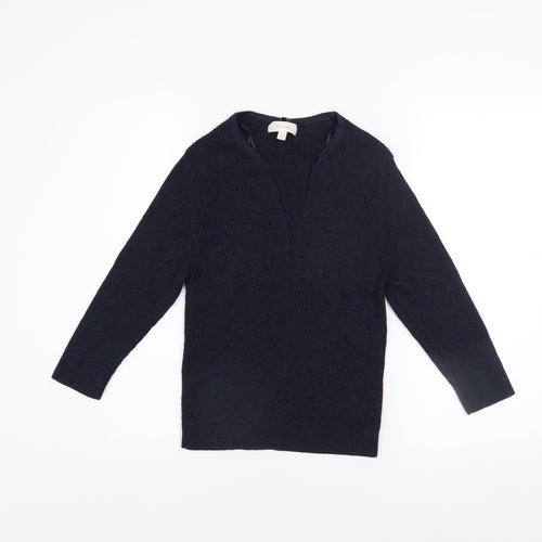 Marks and Spencer Per Una Women's Blue V-Neck Knit Jumper Size 10