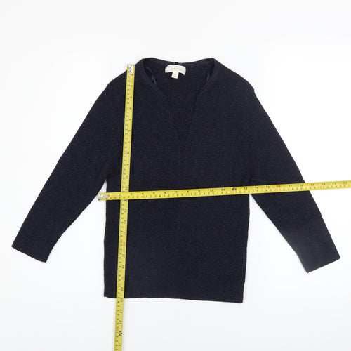 Marks and Spencer Per Una Women's Blue V-Neck Knit Jumper Size 10