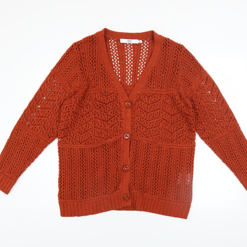 Isle Essentials Women's Brown Open-Knit Cardigan Size 14-16
