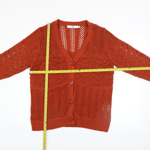 Isle Essentials Women's Brown Open-Knit Cardigan Size 14-16