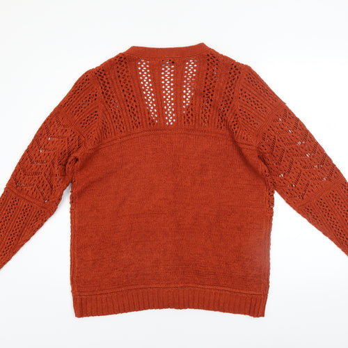 Isle Essentials Women's Brown Open-Knit Cardigan Size 14-16