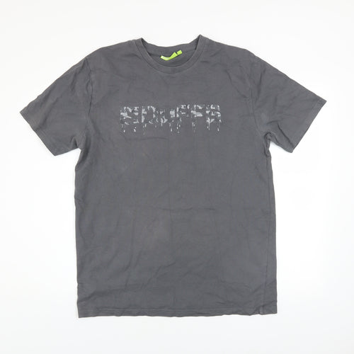 Duffs Men's Grey Graphic Print Cotton T-Shirt Size L