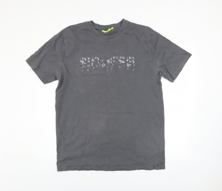 Duffs Men's Grey Graphic Print Cotton T-Shirt Size L