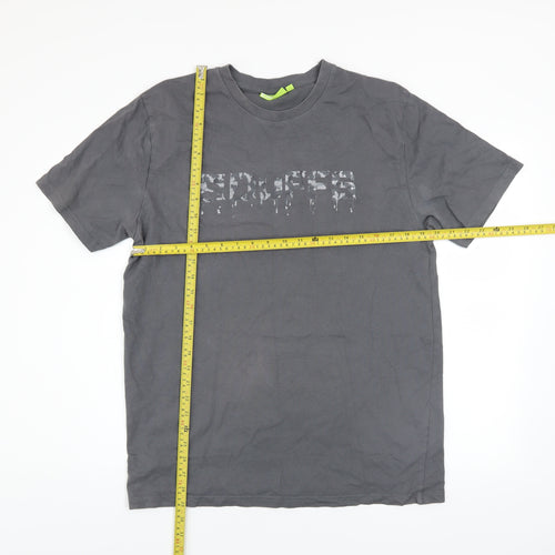 Duffs Men's Grey Graphic Print Cotton T-Shirt Size L