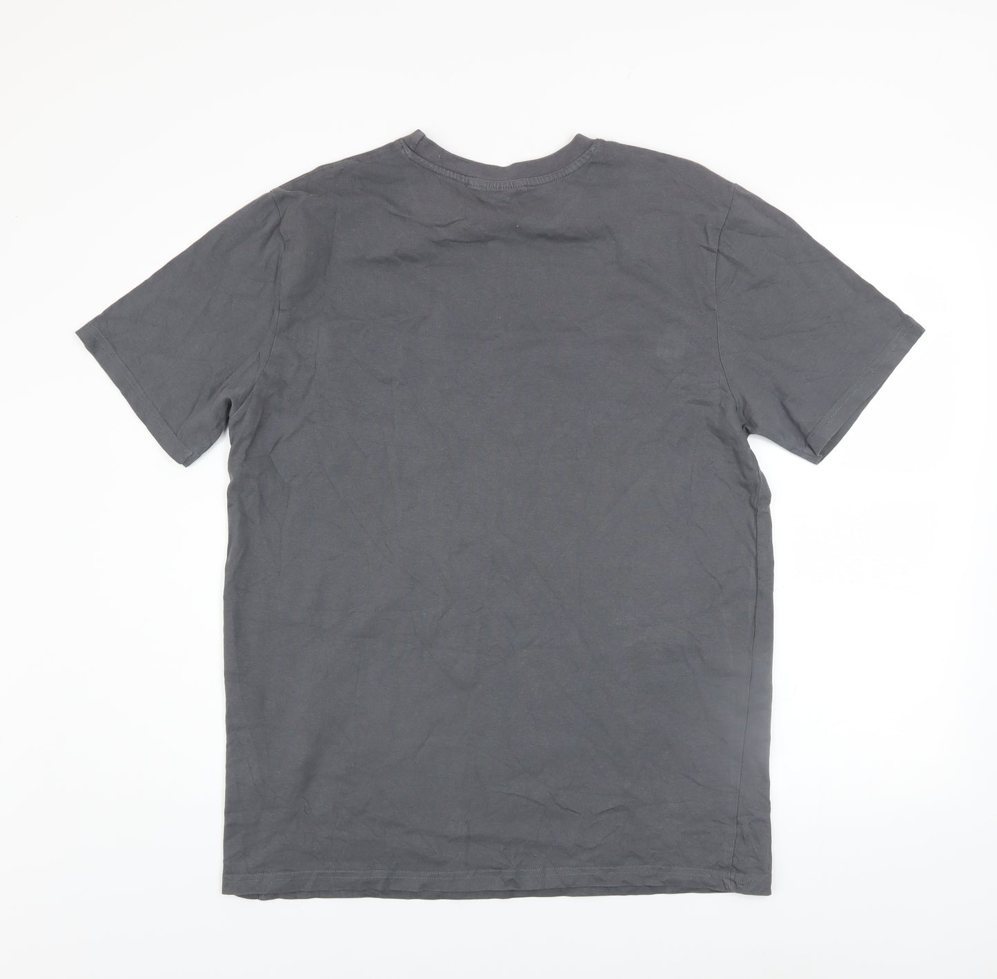 Duffs Men's Grey Graphic Print Cotton T-Shirt Size L