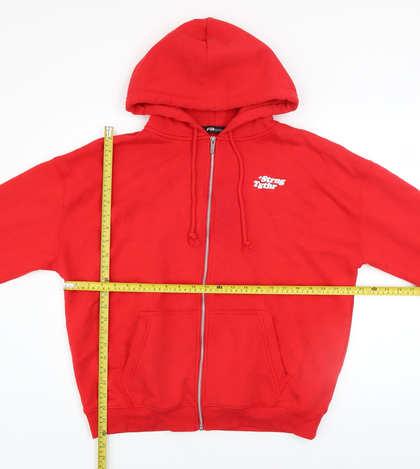 FB Sister Teens Red Full Zip Hoodie XS Fleece Cotton Blend