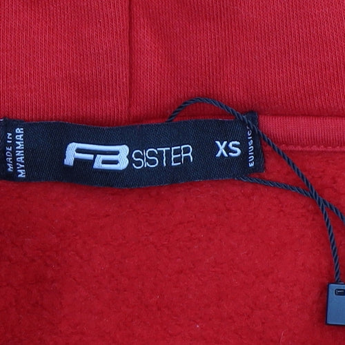 FB Sister Teens Red Full Zip Hoodie XS Fleece Cotton Blend