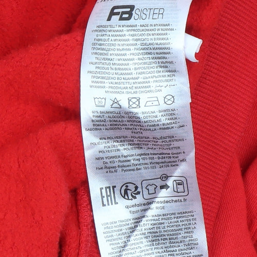 FB Sister Teens Red Full Zip Hoodie XS Fleece Cotton Blend