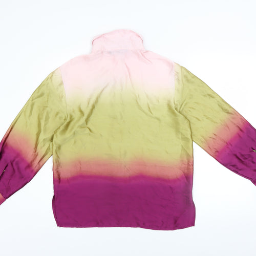 Zara Womens Pink Green Ombre Gradient Long Sleeve Button-Up Shirt Size S
