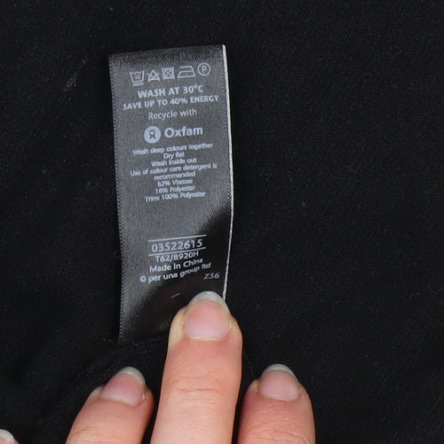 Marks and Spencer Per Una Womens Black Viscose Blend V-Neck 3/4 Sleeve Jumper Size 16