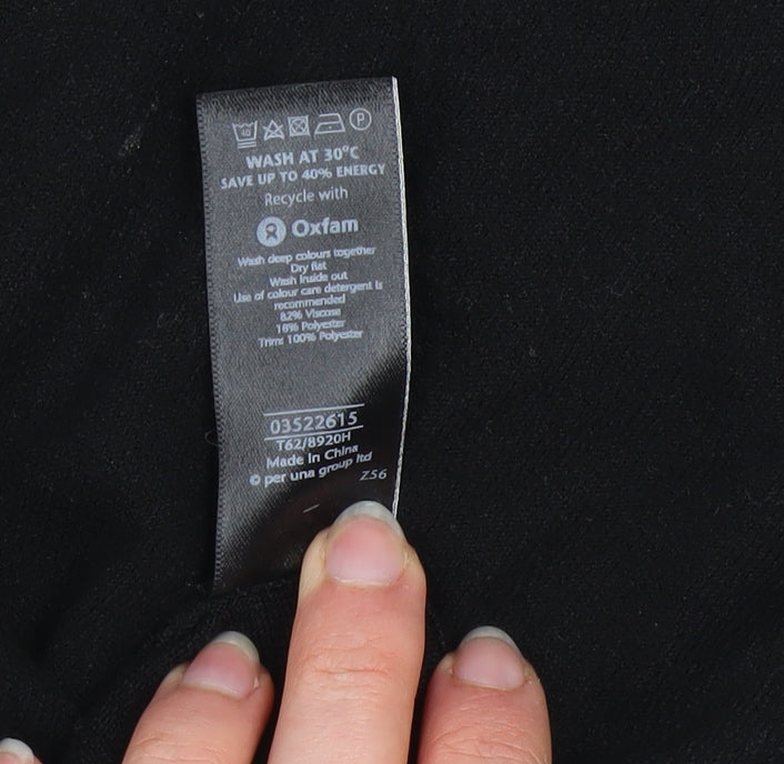 Marks and Spencer Per Una Womens Black Viscose Blend V-Neck 3/4 Sleeve Jumper Size 16