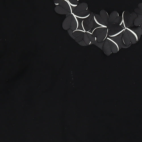 Marks and Spencer Per Una Womens Black Viscose Blend V-Neck 3/4 Sleeve Jumper Size 16