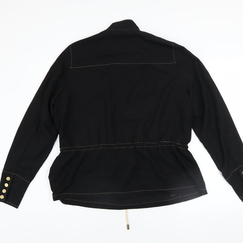 NÜ Denmark Black Small Women's Henley Pullover Sweatshirt with Button Detail