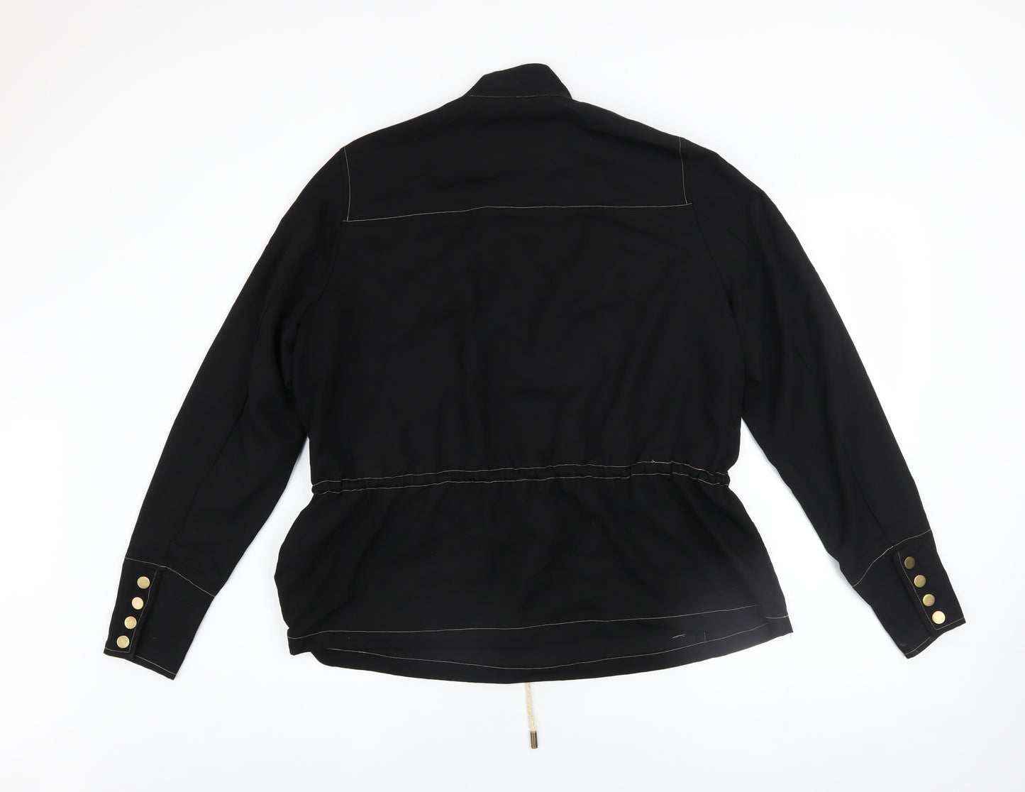 NÜ Denmark Black Small Women's Henley Pullover Sweatshirt with Button Detail