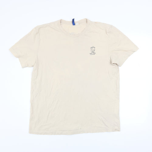 H&M Divided Men's Beige Graphic Skull Short Sleeve T-Shirt L
