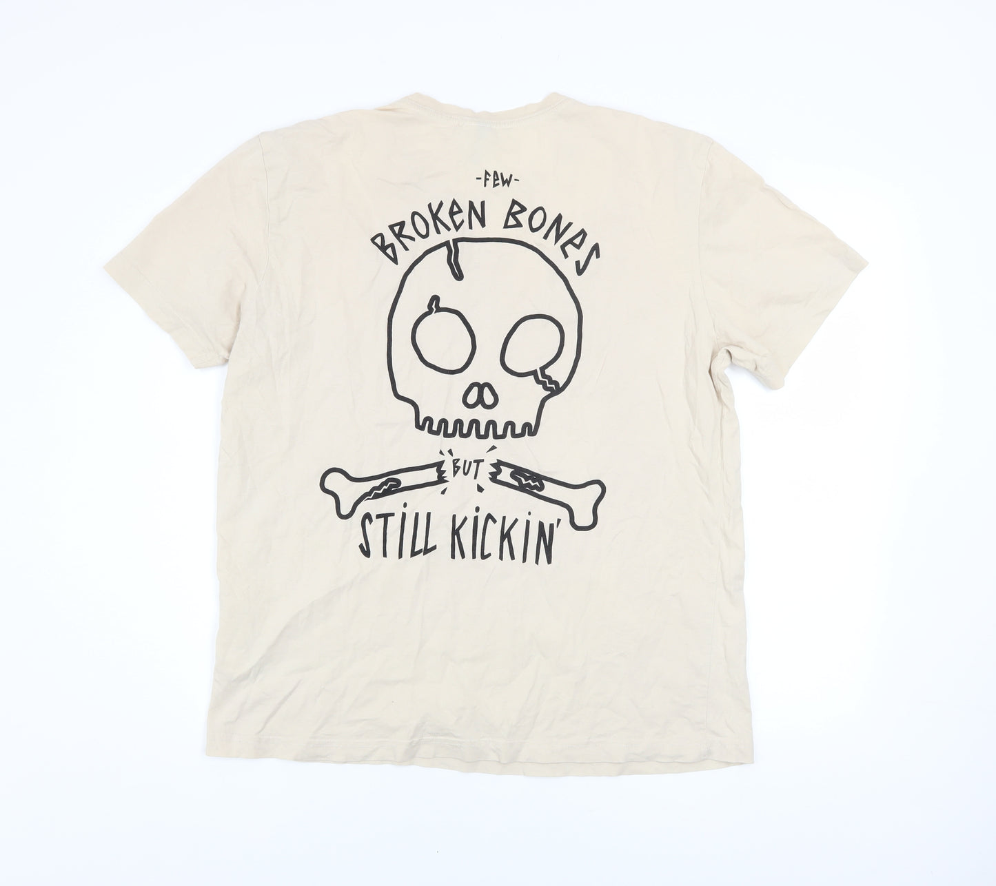 H&M Divided Men's Beige Graphic Skull Short Sleeve T-Shirt L