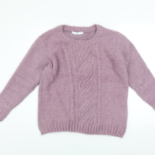 Isle Women’s Purple Cable-Knit Crew Neck Jumper Size M 14-16