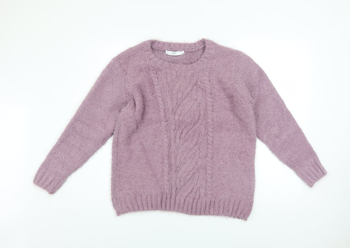 Isle Women’s Purple Cable-Knit Crew Neck Jumper Size M 14-16